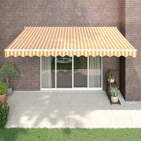 vidaXL Foldemarkise 4,5x3 m Automatisk Betjening Gul/Hvid