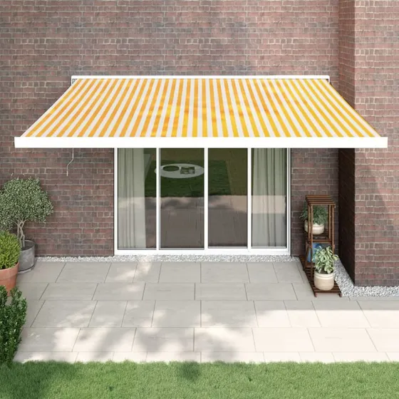vidaXL Foldemarkise 4,5x3 m Gul/Hvid Aluminium