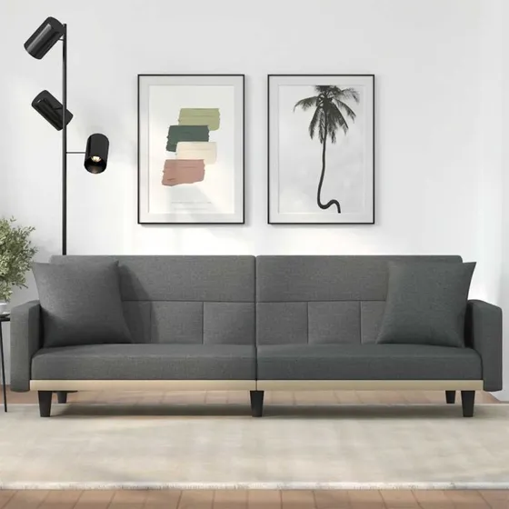 vidaXL Sovesofa med hynder, mørkegrå