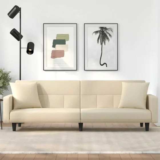 vidaXL Sovesofa med hynder, cremefarvet