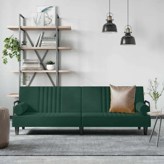 vidaXL Sovesofa med armlæn velour mørkegrøn