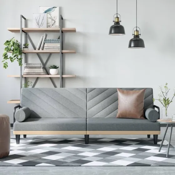 vidaXL Sovesofa med armlæn, lysegrå, stof