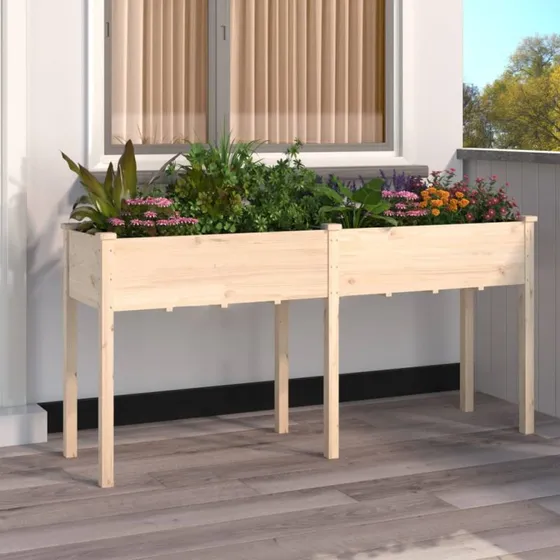 vidaXL Plantekasse 161x45x76 cm med foring, massivt fyrretræ