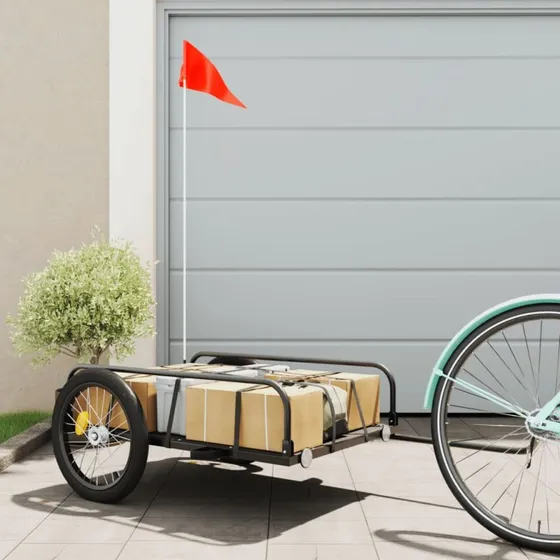 vidaXL Cykelanhænger 135x70x37 cm jern sort