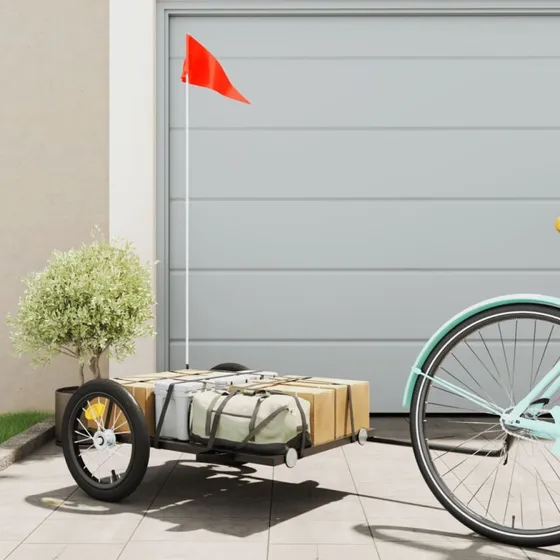 vidaXL cykelanhænger 126x63x34 cm jern sort