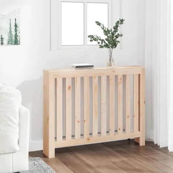 vidaXL Radiatorskjuler 108,5x19x84 cm massivt fyrretræ
