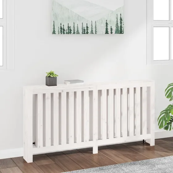 vidaXL Radiatorskjuler 169x19x84 cm hvid fyrretræ