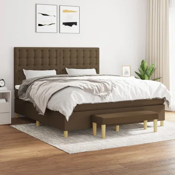 vidaXL Kontinentalseng 160x200 cm mørkebrun med pocketfjedre