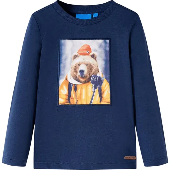 Blåmeleret Langærmet T-shirt til Børn, str. 140