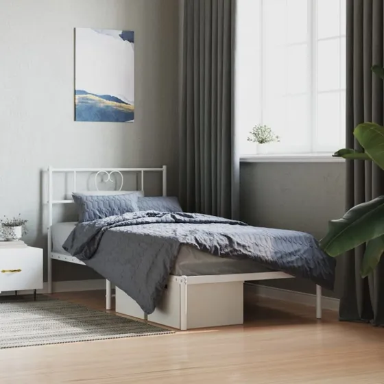 vidaXL Sengeramme 75x190 cm hvid med hovedgærde