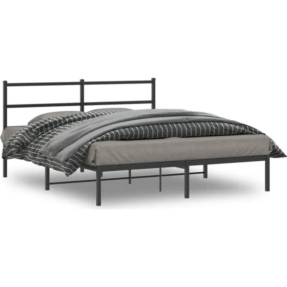 vidaXL Sengeramme 160x200 cm metal sort
