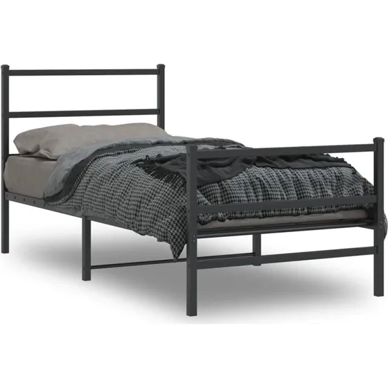 vidaXL sengeramme 90x200 cm metal sort