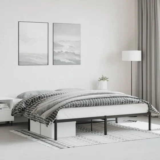 vidaXL Sengeramme 183x213 cm metal sort