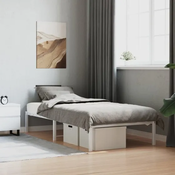 vidaXL Sengeramme 90x200 cm metal hvid
