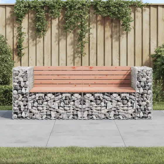 vidaXL Havebænk med Gabiondesign, 184x71x65,5 cm, massivt douglasgran