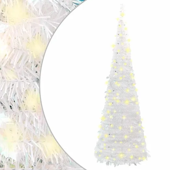 vidaXL Kunstigt Juletræ 150 cm med 100 LED'er, Hvid, Pop-up