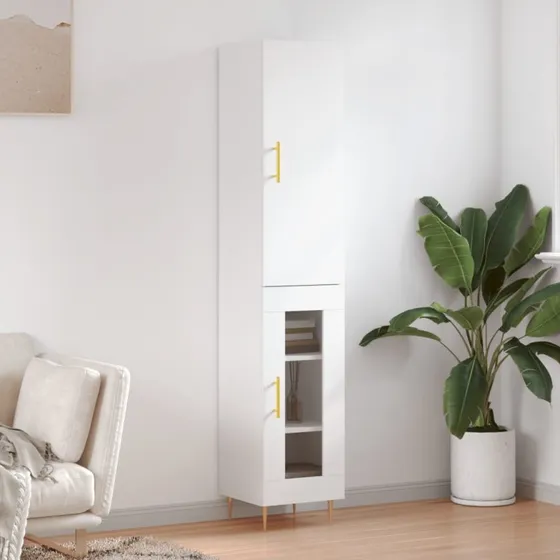 vidaXL Skab 34,5x34x180 cm Konstrueret Træ Hvid