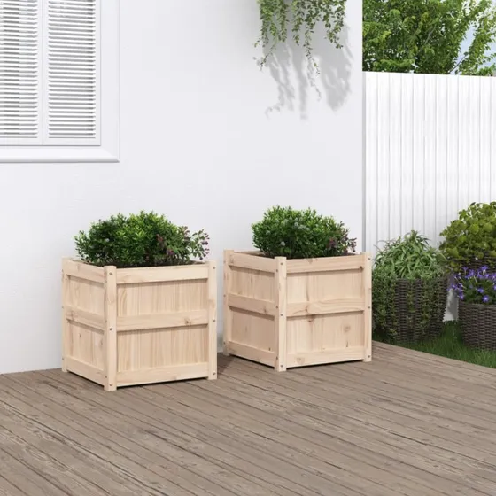 vidaXL 2 stk. plantekasser i massivt fyrretræ