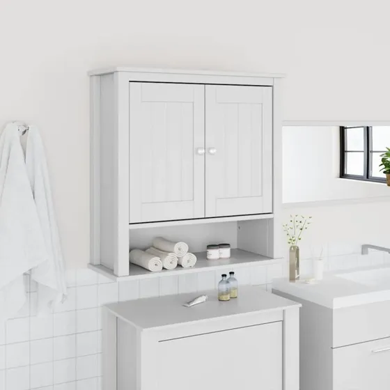 vidaXL BERG Vægskab 69,5x27x71,5 cm hvid massivt fyrretræ