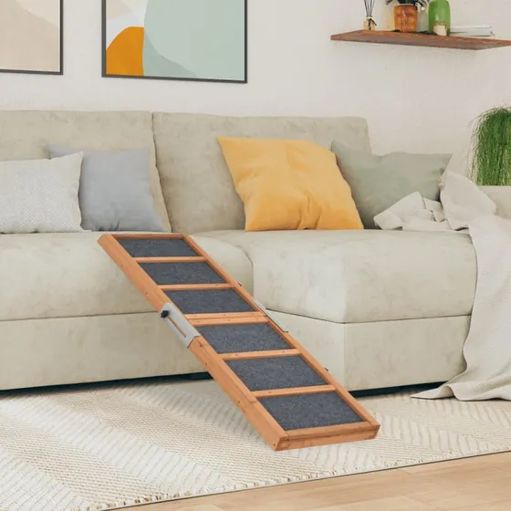 vidaXL Hunderampe 120x30 cm grå massivt fyrretræ
