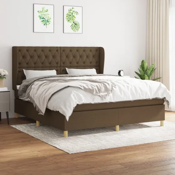 vidaXL Kontinentalseng 160x200 cm mørkebrun med pocketfjedre