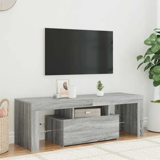 vidaXL tv-bord med LED-lys 120x35x40 cm grå sonoma-eg