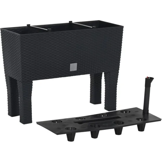 vidaXL Høj Plantekasse 60x25x46 cm PP-Rattan Antracitgrå