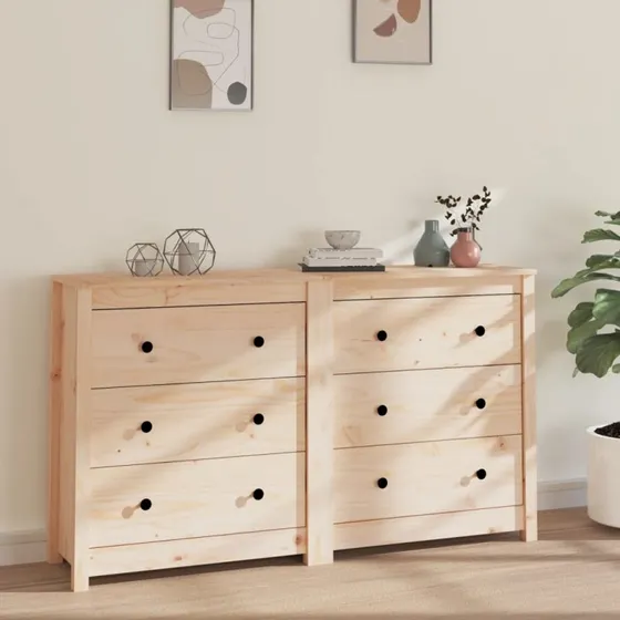 vidaXL Skænk 140x35x80 cm massivt fyrretræ