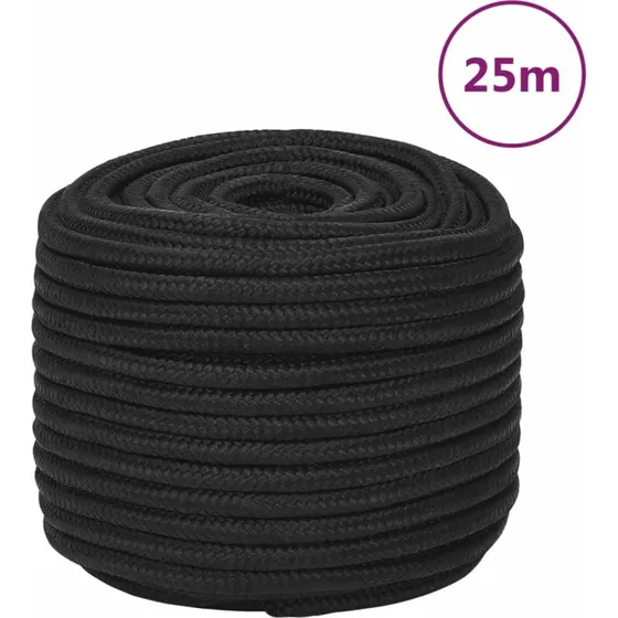 vidaXL Tovværk 14 mm 25 m sort polypropylen