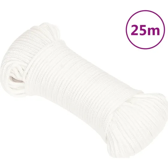 vidaXL Tovværk 4 mm 25 m hvid polypropylen