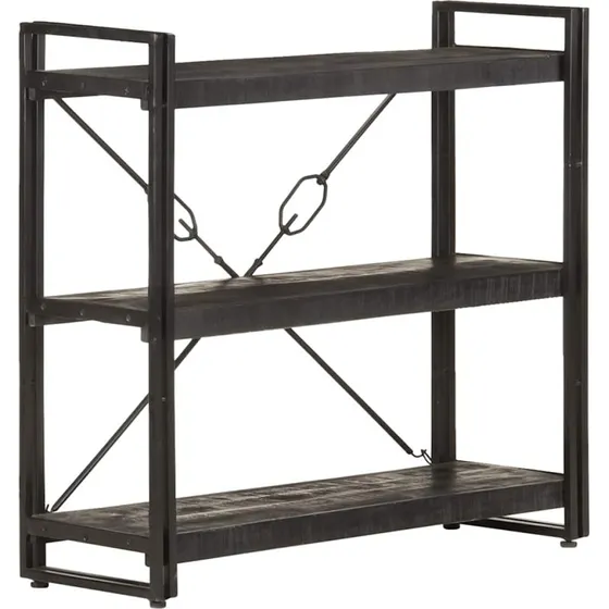 vidaXL bogreol 3 hylder 90x30x80 cm massivt mangotræ sort