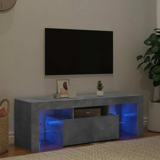 vidaXL tv-bord med LED-lys 120x35x40 cm betongrå