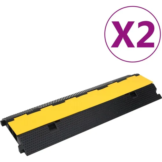 vidaXL Kabelbroer 2 stk. 100 cm, 2 kanaler, gummi, lys gul