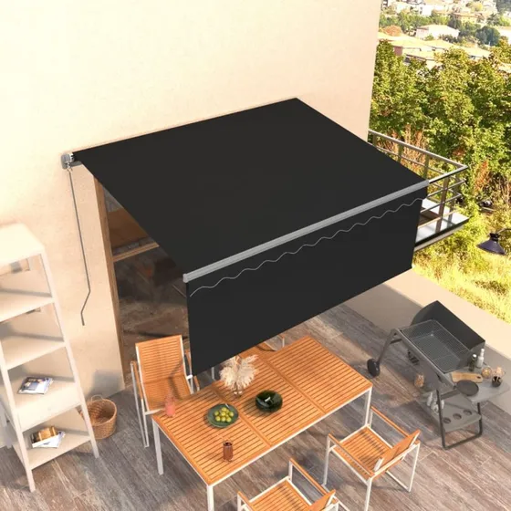 vidaXL Markise 3x2,5 m med Gardin, Antracitgrå, Manuel Betjening