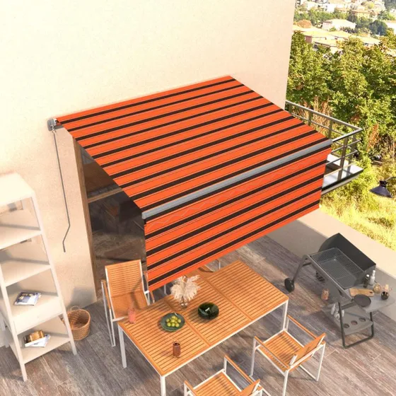 vidaXL Markise 3x2,5 m med Gardin, Manuel Betjening, Orange og Brun