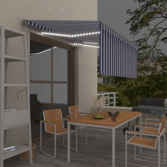 vidaXL Markise 3,5x2,5 m auto med gardin, LED og vindsensor