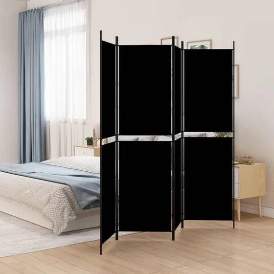 vidaXL 4-panel rumdeler 200x200 cm stof sort
