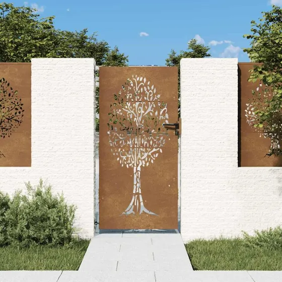 vidaXL Havelåge 85x175 cm cortenstål trædesign