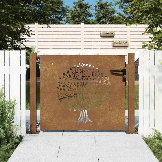 vidaXL Havelåge 100x100 cm cortenstål trædesign