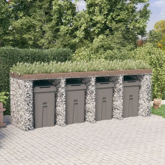 vidaXL Gabionvæg 350x91x120 cm galvaniseret jern