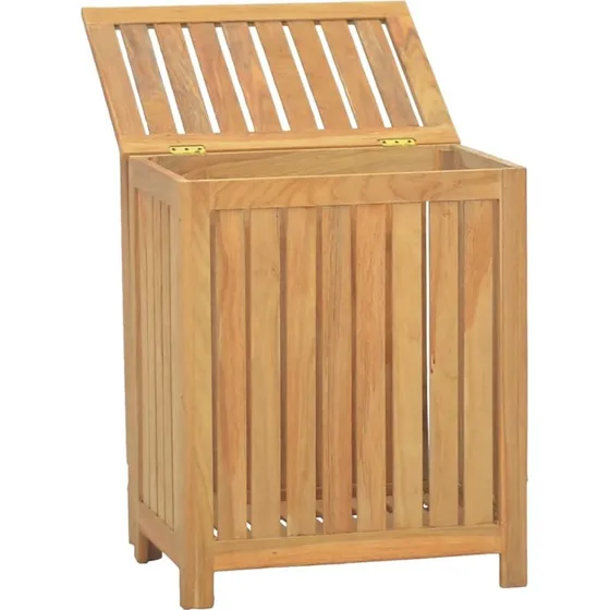 vidaXL vasketøjskurv 50x35x60 cm massivt teaktræ