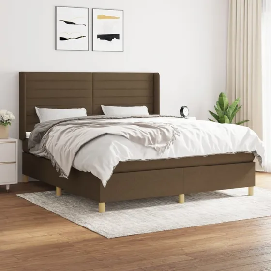 vidaXL Kontinentalseng 160x200 cm mørkebrun med justerbar gavl og pocketfjedremadras