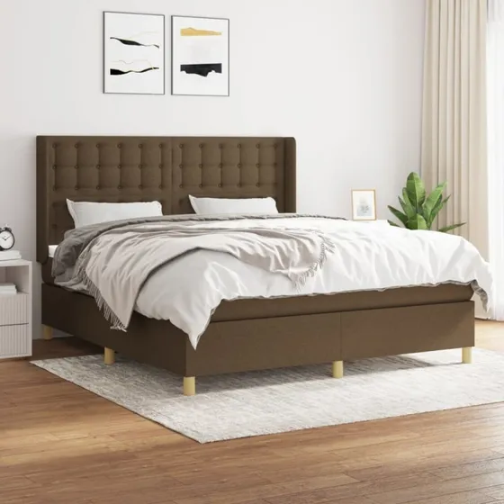 vidaXL Kontinentalseng 160x200 cm mørkebrun med pocketfjedre