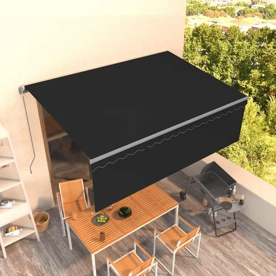 vidaXL Markise 4,5x3 m med Gardin, Manuel Betjening, Antracitgrå