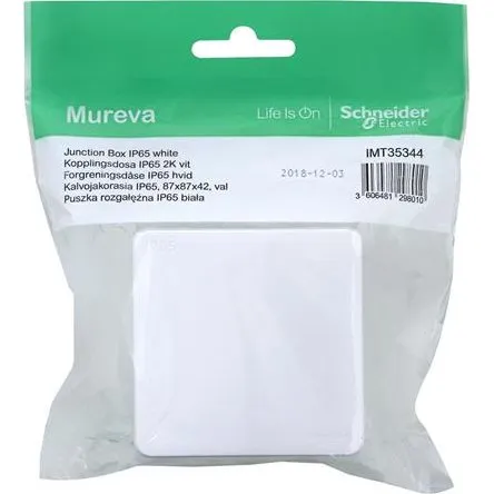 Mureva Forgreningsdåse IP65 Hvid 87x87x42 mm