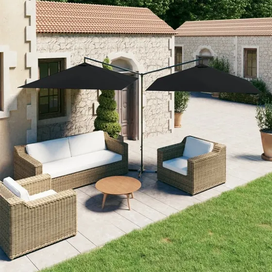 vidaXL Dobbelt Parasol 600x300 cm Sort