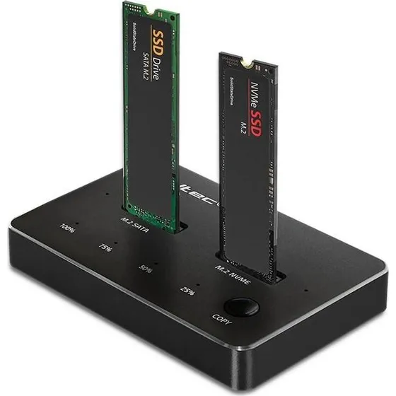 Qoltec M.2 SSD-dockingstation – NVMe & SATA, USB-C, 2x2 TB