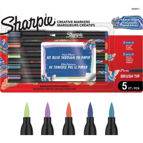 Sharpie Creative Akrylmarker Earth Tones, 5-blister, penselspids