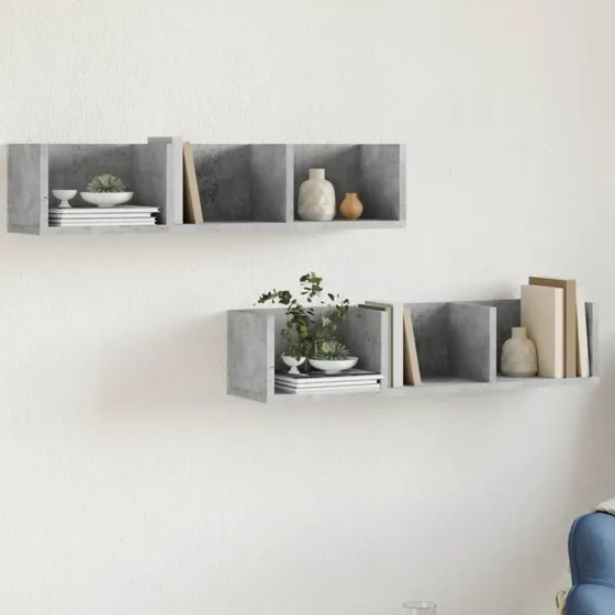 vidaXL Vægskabe 2 stk. 75x18x16,5 cm Konstrueret Træ Betongrå
