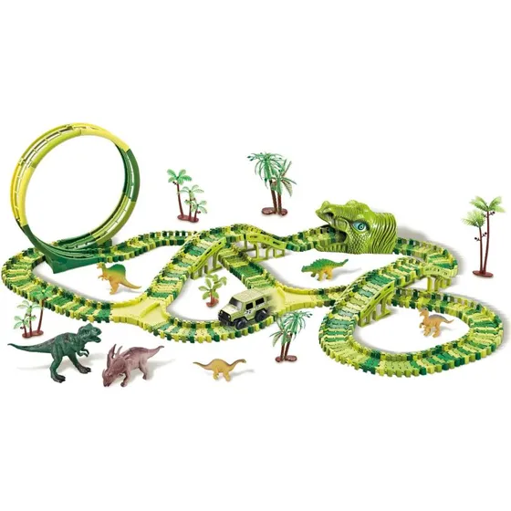 Dino Multi Track Bilbane med 325 dele, grøn